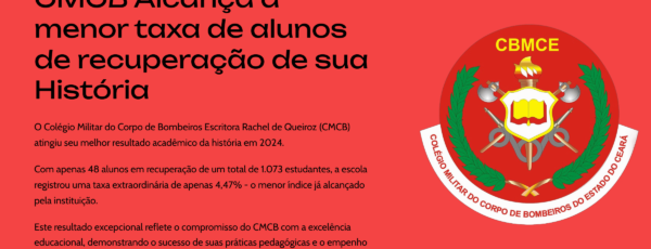CMCB - Colégio dos Bombeiros alcança a menor taxa de alunos de recuperação