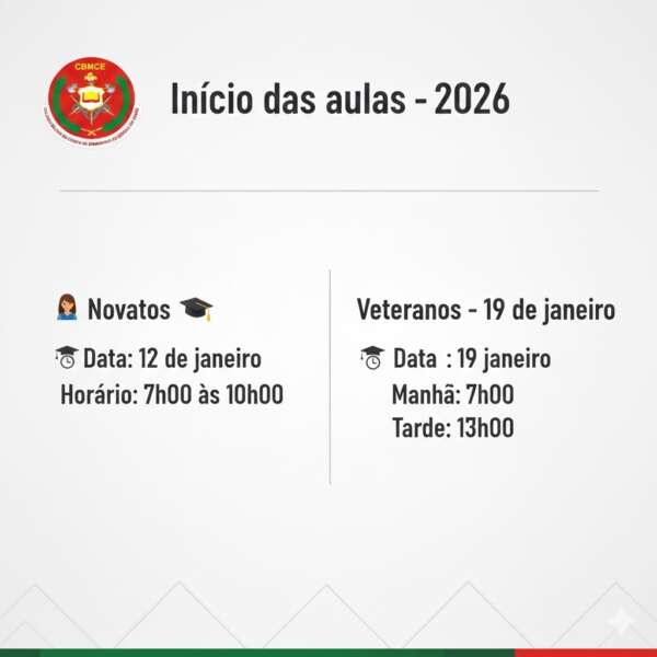 CMCB - Início das aulas em 2026